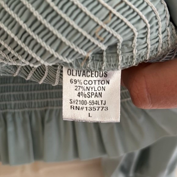 Olivaceous Tie Front Long Sleeve Smocked Crop Top - Picture 8 of 9